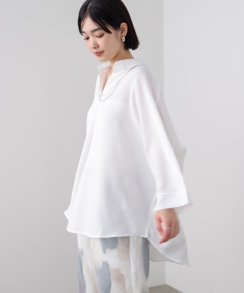 Bou Jeloud（ブージュルード）の「麻ライクシャツチュニック（シャツ/ブラウス・レディース・イエロー/グリーン/オフホワイト/ブラック・FREE）」の8枚目の写真