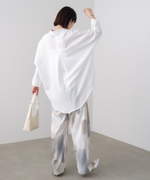 Bou Jeloud（ブージュルード）の「麻ライクシャツチュニック（シャツ/ブラウス・レディース・イエロー/グリーン/オフホワイト/ブラック・FREE）」の10枚目の写真