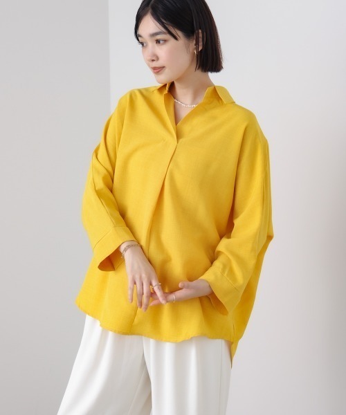Bou Jeloud（ブージュルード）の「麻ライクシャツチュニック（シャツ/ブラウス・レディース・イエロー/グリーン/オフホワイト/ブラック・FREE）」の17枚目の写真