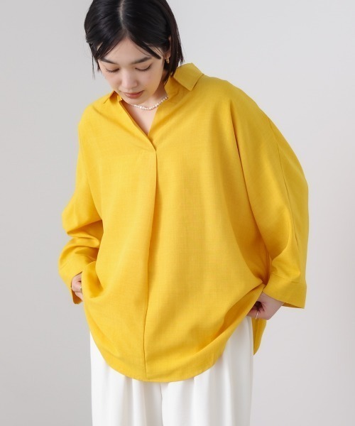 Bou Jeloud（ブージュルード）の「麻ライクシャツチュニック（シャツ/ブラウス・レディース・イエロー/グリーン/オフホワイト/ブラック・FREE）」の19枚目の写真