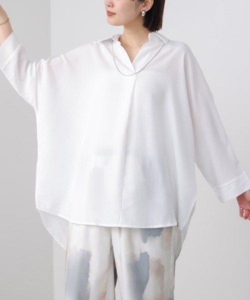 Bou Jeloud（ブージュルード）の「麻ライクシャツチュニック（シャツ/ブラウス・レディース・イエロー/グリーン/オフホワイト/ブラック・FREE）」の11枚目の写真
