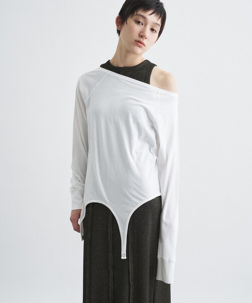CODE A(コードエー)の「【Re】easy flip tee(Tシャツ/カットソー・レディース・チャコールグレー/ブラウン系その他/ホワイト・00)」の1枚目の写真