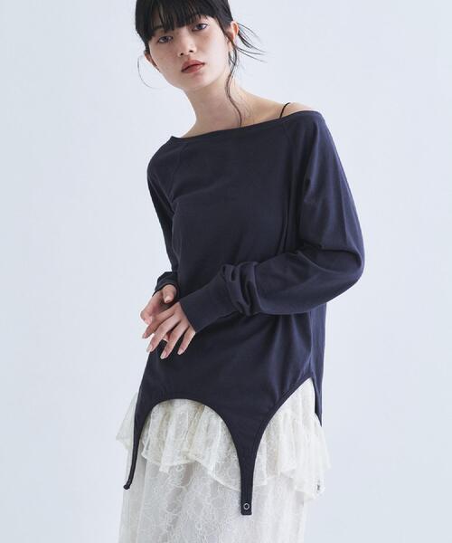 CODE A(コードエー)の「【Re】easy flip tee(Tシャツ/カットソー・レディース・チャコールグレー/ブラウン系その他/ホワイト・00)」の2枚目の写真