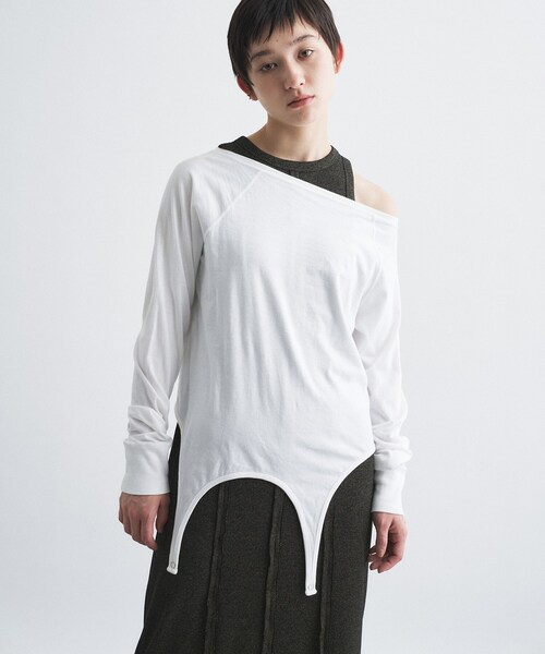 CODE A(コードエー)の「【Re】easy flip tee(Tシャツ/カットソー・レディース・チャコールグレー/ブラウン系その他/ホワイト・00)」の4枚目の写真