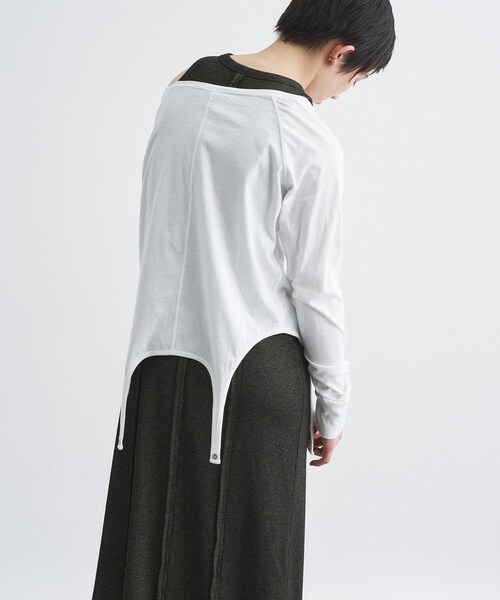 CODE A(コードエー)の「【Re】easy flip tee(Tシャツ/カットソー・レディース・チャコールグレー/ブラウン系その他/ホワイト・00)」の6枚目の写真