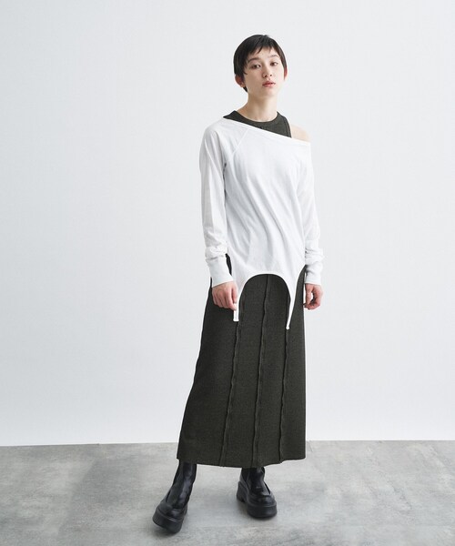 CODE A(コードエー)の「【Re】easy flip tee(Tシャツ/カットソー・レディース・チャコールグレー/ブラウン系その他/ホワイト・00)」の7枚目の写真