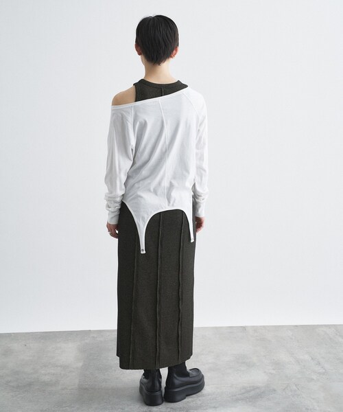 CODE A(コードエー)の「【Re】easy flip tee(Tシャツ/カットソー・レディース・チャコールグレー/ブラウン系その他/ホワイト・00)」の8枚目の写真