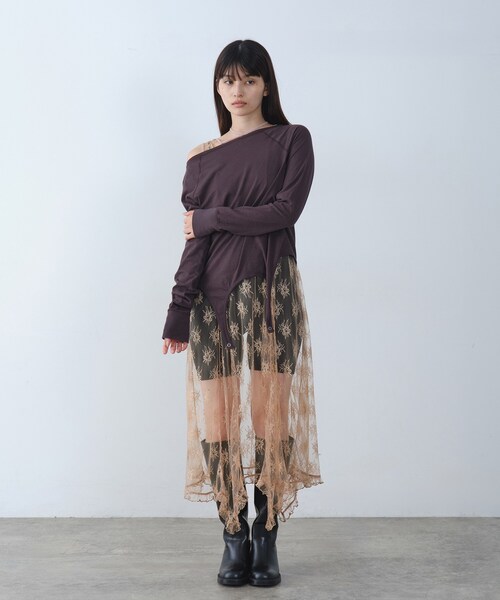 CODE A(コードエー)の「【Re】easy flip tee(Tシャツ/カットソー・レディース・チャコールグレー/ブラウン系その他/ホワイト・00)」の16枚目の写真