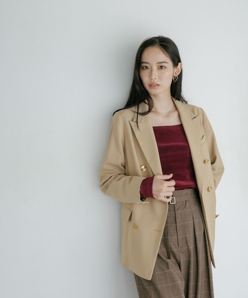 Andemiu（アンデミュウ）の「アソートキンボタンジャケット26FW/1051031（テーラードジャケット・レディース・ブラウン/ベージュ/ネイビー・MEDIUM/SMALL）」の3枚目の写真