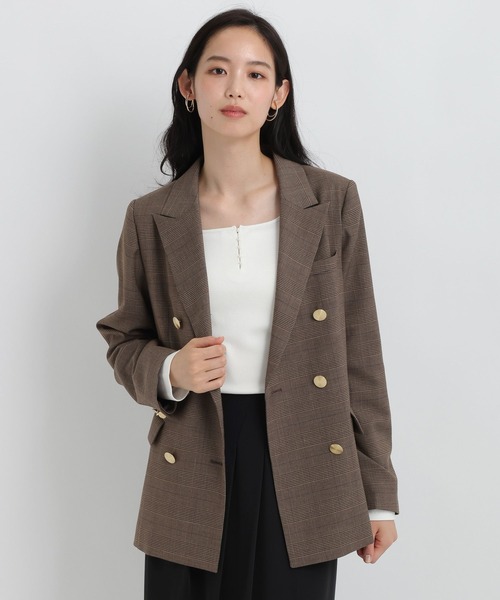 Andemiu（アンデミュウ）の「アソートキンボタンジャケット26FW/1051031（テーラードジャケット・レディース・ブラウン/ベージュ/ネイビー・MEDIUM/SMALL）」の11枚目の写真