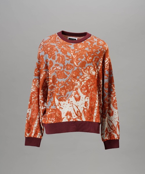 MAISON SPECIAL(メゾンスペシャル)の「《UNISEX》All-over Paisley Jacquard Prime-Over Crew Neck Knit Tops/ペイズリー総柄ジャガードプライムーオーバークルーネックニット【MAISON SPECIAL/メゾンスペシャル】(ニット/セーター・メンズ・オレンジ/ブラック・0/1/2)」の13枚目の写真