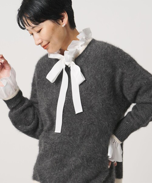 UNITED ARROWS（ユナイテッドアローズ）の「フォックスカシミヤ スパンコール クルーネック ニット（ニット/セーター・レディース・ライトピンク/その他2/ダークグレー・FREE）」の11枚目の写真