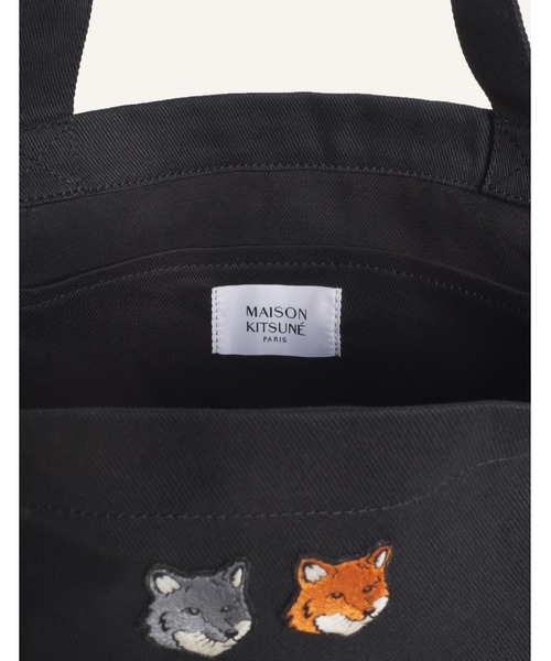 Maison Kitsune(メゾンキツネ)の「DOUBLE FOX HEAD TOTE(トートバッグ・メンズ・ブラック/アイボリー・U)」の12枚目の写真