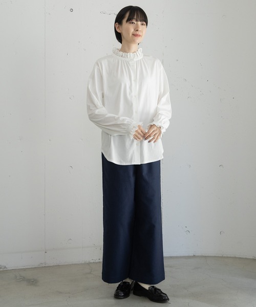 POU DOU DOU(プードゥドゥ)の「スタンドレースブラウスカットソー(Tシャツ/カットソー・レディース・ネイビー/ブラック/オフホワイト・3)」の14枚目の写真