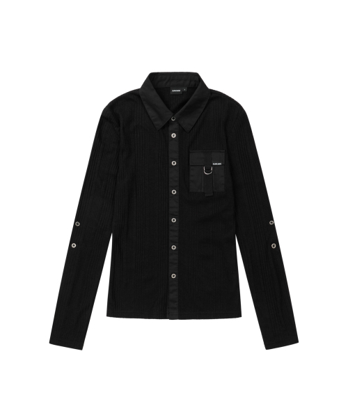 AAKAM（アーカム）の「Roll-Up Pocket Long Shirts (Black)（シャツ/ブラウス・レディース・その他・1/2）」の2枚目の写真