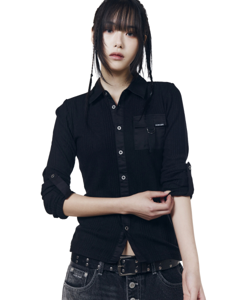 AAKAM（アーカム）の「Roll-Up Pocket Long Shirts (Black)（シャツ/ブラウス・レディース・その他・1/2）」の4枚目の写真