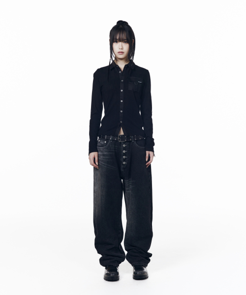 AAKAM（アーカム）の「Roll-Up Pocket Long Shirts (Black)（シャツ/ブラウス・レディース・その他・1/2）」の5枚目の写真