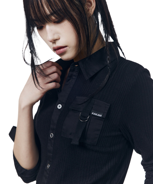AAKAM（アーカム）の「Roll-Up Pocket Long Shirts (Black)（シャツ/ブラウス・レディース・その他・1/2）」の6枚目の写真