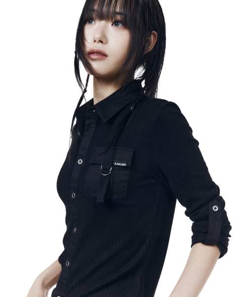 AAKAM（アーカム）の「Roll-Up Pocket Long Shirts (Black)（シャツ/ブラウス・レディース・その他・1/2）」の7枚目の写真