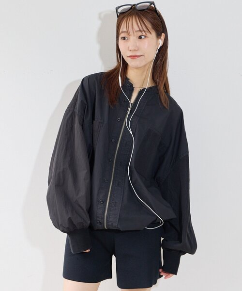 etsinta(エシンタ)の「【etsinta】リメイクZIPオーバーシャツジャケット(ミリタリージャケット・レディース・カーキ/ブラック・ONE SIZE)」の1枚目の写真