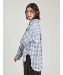 カーブヘムチェックシャツ