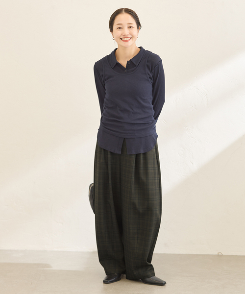 JOURNAL STANDARD(ジャーナルスタンダード)の「ウールライクストレッチスコクーンパンツ(その他パンツ・レディース・ウッド/チャコールグレー/ブラック・36/38)」の6枚目の写真