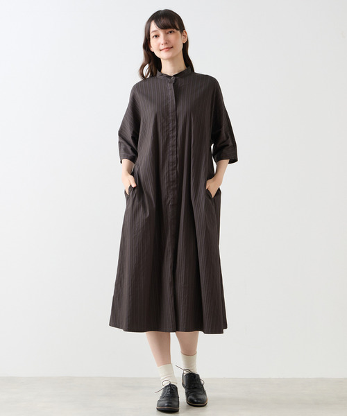 LOGEMENT DE CLAIRE（ロジュモンドクレール）の「【LOURMARIN】ウイングカラーシャツワンピース（ワンピース・レディース・ブラウン/ネイビー/スミクロ・FREE）」の2枚目の写真
