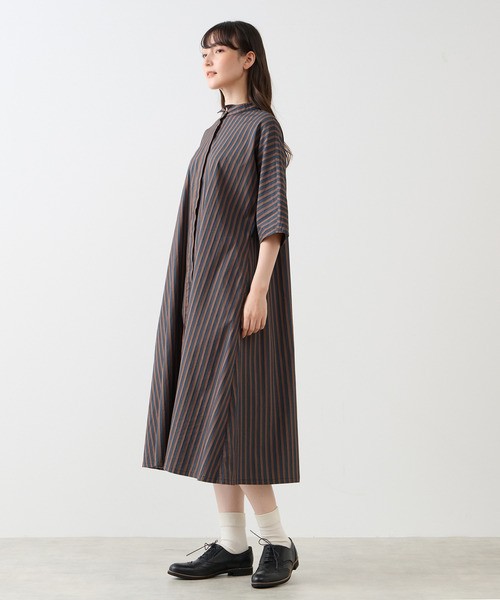 LOGEMENT DE CLAIRE（ロジュモンドクレール）の「【LOURMARIN】ウイングカラーシャツワンピース（ワンピース・レディース・ブラウン/ネイビー/スミクロ・FREE）」の5枚目の写真