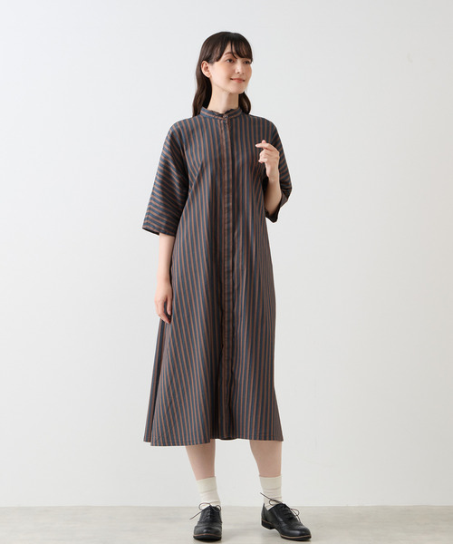 LOGEMENT DE CLAIRE（ロジュモンドクレール）の「【LOURMARIN】ウイングカラーシャツワンピース（ワンピース・レディース・ブラウン/ネイビー/スミクロ・FREE）」の10枚目の写真