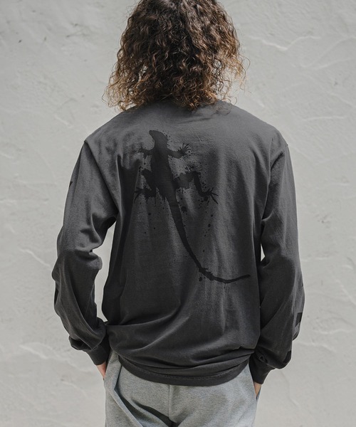 CAMBIO(カンビオ)の「mlt5847-ピグメント染めプリントロンT - LIZARD(2602139MCB)(Tシャツ/カットソー・メンズ・グリーン/ホワイト/ブラック・XL/L/M/S)」の1枚目の写真