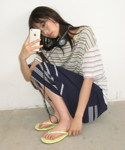 RONRON（ロンロン）の「LACE TRIM NYLON BERMUDA PANTS NAVY（その他パンツ・レディース・その他・FREE）」の2枚目の写真