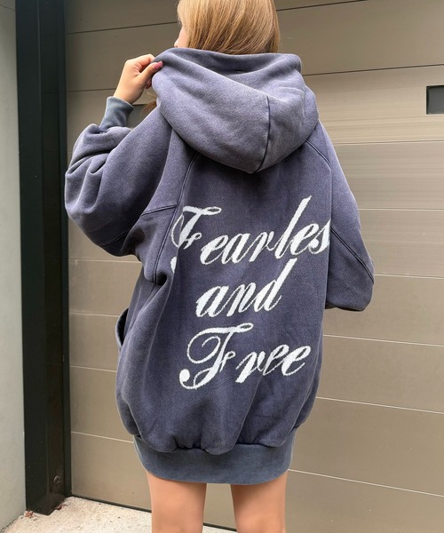 SPIRALGIRL(スパイラルガール)の「【SPIRAL WASH】バックロゴドルマンパーカーワンピース(ワンピース・レディース・グレー/ネイビー/ブラック・FREE)」の1枚目の写真