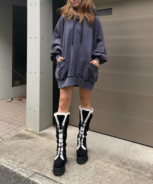 SPIRALGIRL(スパイラルガール)の「【SPIRAL WASH】バックロゴドルマンパーカーワンピース(ワンピース・レディース・グレー/ネイビー/ブラック・FREE)」の13枚目の写真