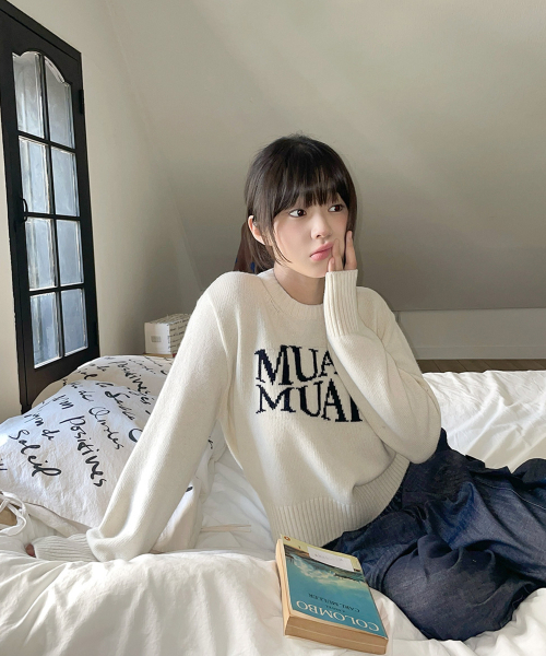 muahmuah（ムーアムーア）の「ジャカード ウール クロップドニット [アイボリー]（ニット/セーター・レディース・その他・FREE）」の5枚目の写真