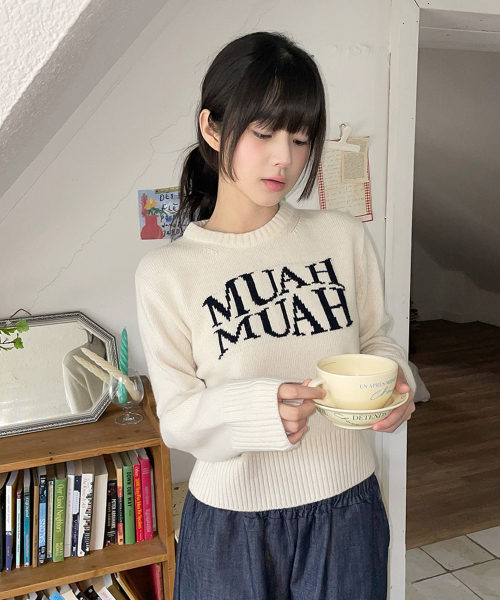 muahmuah（ムーアムーア）の「ジャカード ウール クロップドニット [アイボリー]（ニット/セーター・レディース・その他・FREE）」の6枚目の写真