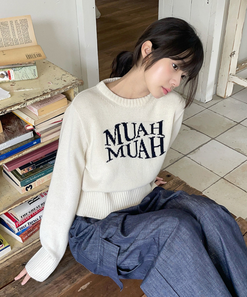muahmuah（ムーアムーア）の「ジャカード ウール クロップドニット [アイボリー]（ニット/セーター・レディース・その他・FREE）」の7枚目の写真