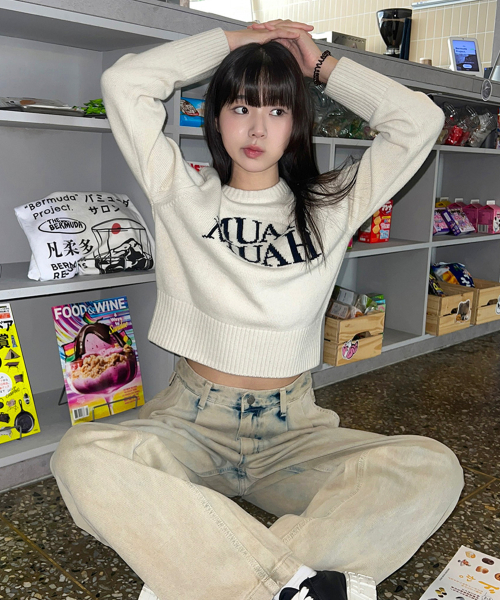 muahmuah（ムーアムーア）の「ジャカード ウール クロップドニット [アイボリー]（ニット/セーター・レディース・その他・FREE）」の9枚目の写真