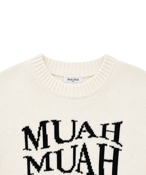 muahmuah（ムーアムーア）の「ジャカード ウール クロップドニット [アイボリー]（ニット/セーター・レディース・その他・FREE）」の3枚目の写真