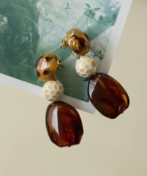 柄入り樹脂ボールピアス《チタンポスト》