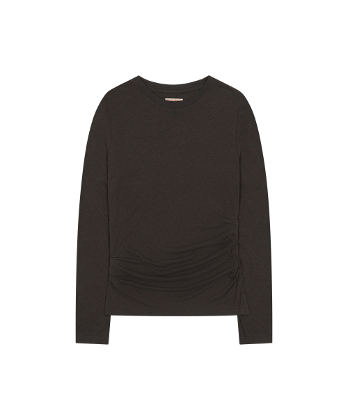 VANONE ATELIER(バノンアトリエ)の「A3633 ドレープシャーリングトップ_Dark brown(Tシャツ/カットソー・レディース・ダークブラウン・FREE)」の2枚目の写真