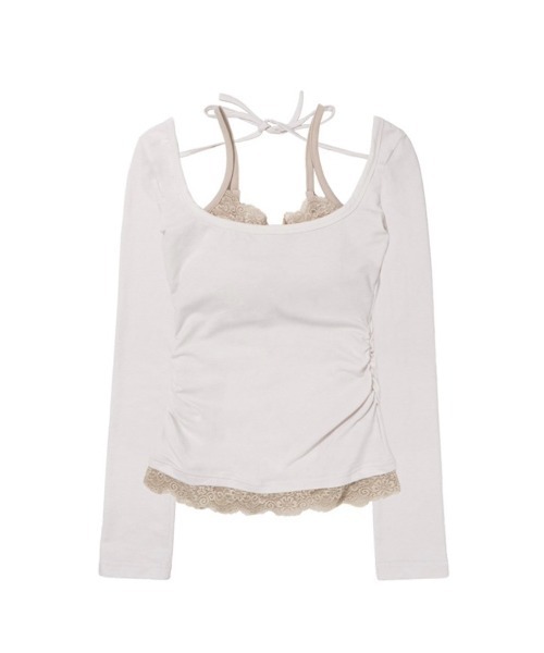 FANCY CLUB(ファンシークラブ)の「【FANCY CLUB】LACE LAYERED LONG SLEEVE / 【ファンシークラブ】レースレイヤード長袖Tシャツ(Tシャツ/カットソー・レディース・ブラック/アイボリー・ONE SIZE)」の13枚目の写真