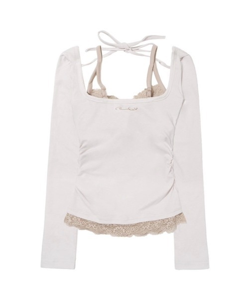 FANCY CLUB(ファンシークラブ)の「【FANCY CLUB】LACE LAYERED LONG SLEEVE / 【ファンシークラブ】レースレイヤード長袖Tシャツ(Tシャツ/カットソー・レディース・ブラック/アイボリー・ONE SIZE)」の14枚目の写真