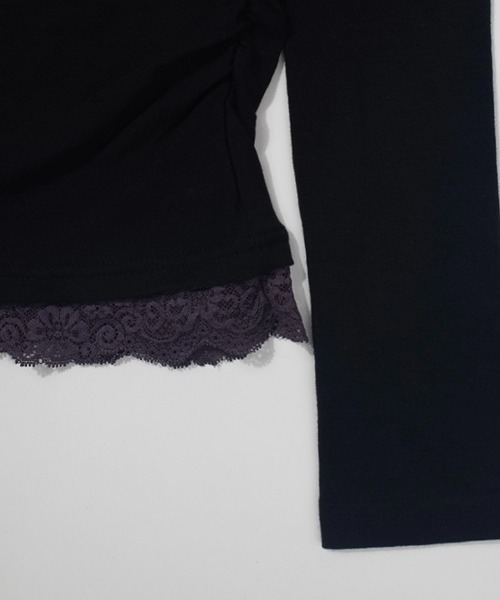 FANCY CLUB(ファンシークラブ)の「【FANCY CLUB】LACE LAYERED LONG SLEEVE / 【ファンシークラブ】レースレイヤード長袖Tシャツ(Tシャツ/カットソー・レディース・ブラック/アイボリー・ONE SIZE)」の6枚目の写真
