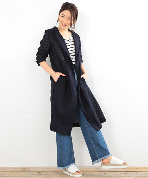 B:MING by BEAMS（ビーミングバイビームス）の「【VERY5月号掲載】ビーミング by ビームス / リネンシャツガウン（その他アウター・レディース・ホワイト/ネイビー/キャメル・ONE SIZE）」の3枚目の写真