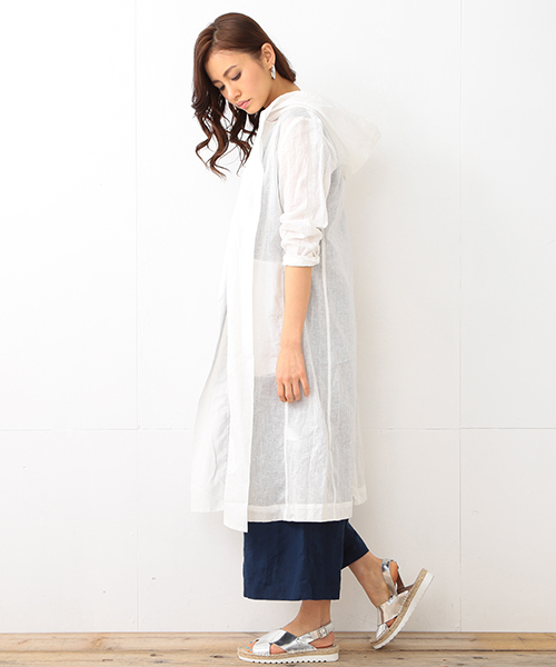 B:MING by BEAMS（ビーミングバイビームス）の「【VERY5月号掲載】ビーミング by ビームス / リネンシャツガウン（その他アウター・レディース・ホワイト/ネイビー/キャメル・ONE SIZE）」の5枚目の写真