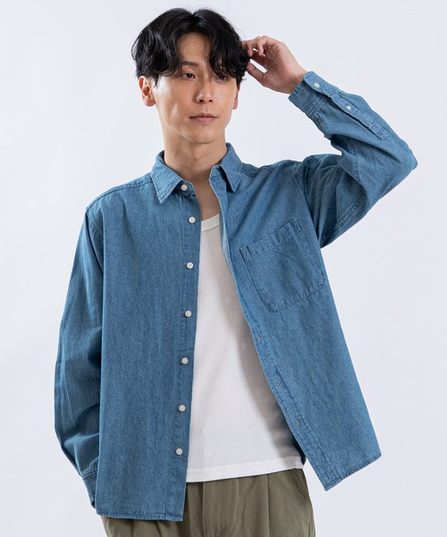 SHISKY(シスキー)の「6ozデニムシャツ(シャツ/ブラウス・メンズ・ブルー系/ブルー/ネイビー・MEDIUM/LARGE/X-LARGE)」の15枚目の写真