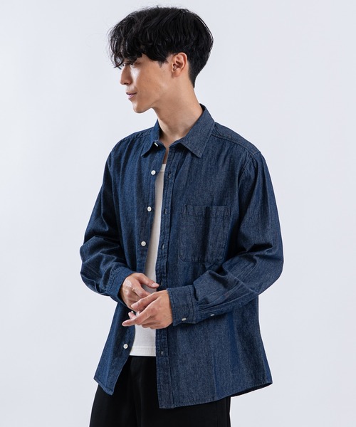 SHISKY(シスキー)の「6ozデニムシャツ(シャツ/ブラウス・メンズ・ブルー系/ブルー/ネイビー・MEDIUM/LARGE/X-LARGE)」の9枚目の写真