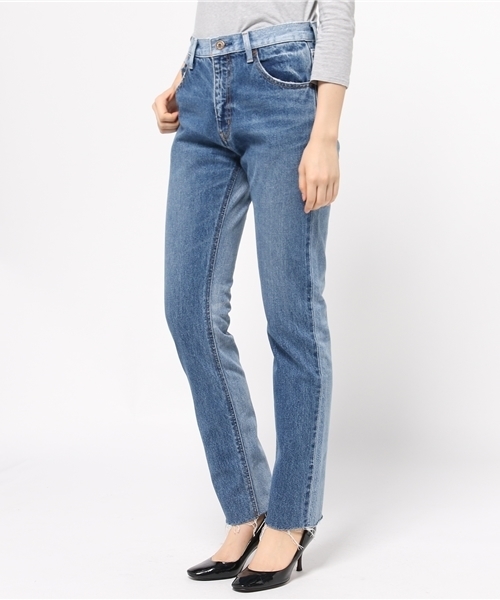 MOUSSY（マウジー）の「PANELED SLIM STRAIGHT（デニムパンツ・レディース・ブルー・26inch/27inch/25inch/23inch/24inch）」の2枚目の写真