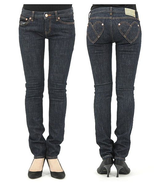 X-girl（エックスガール）の「HEART POCKET JEAN（デニムパンツ・レディース・インディゴブルー/ブラック・0/1/2）」の2枚目の写真