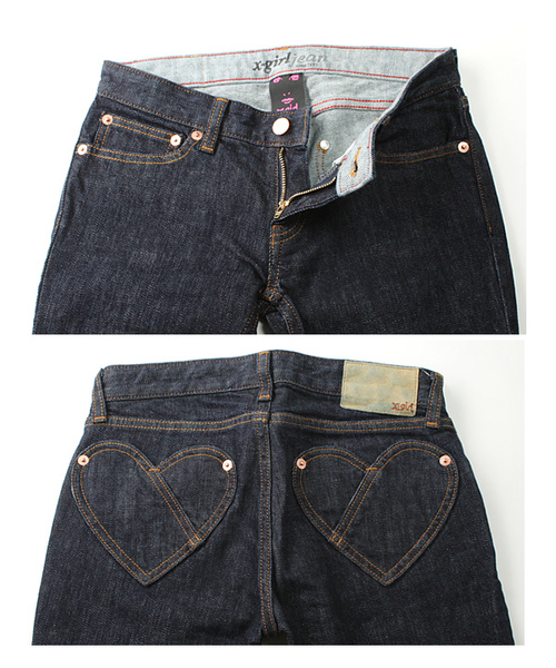 X-girl（エックスガール）の「HEART POCKET JEAN（デニムパンツ・レディース・インディゴブルー/ブラック・0/1/2）」の4枚目の写真